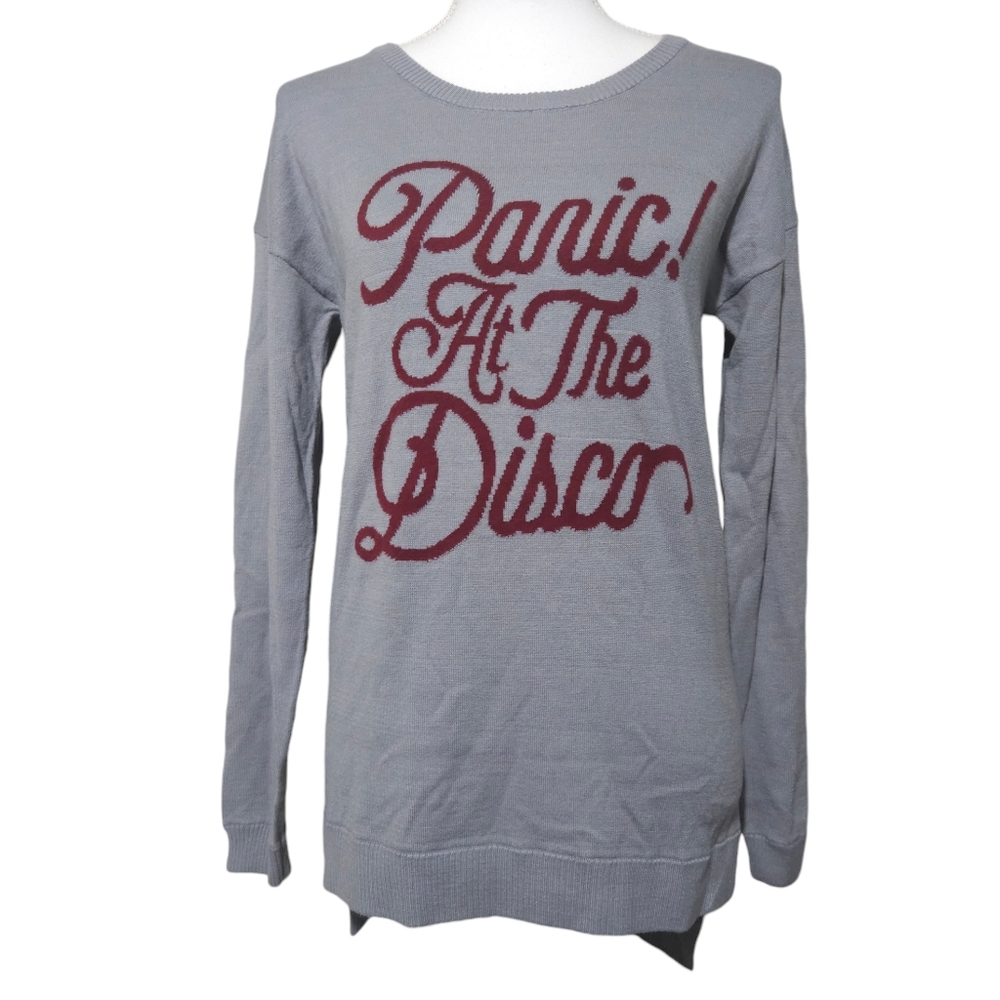 Panic at the Disco Manhead High-Low Spellout Graphic Sweater